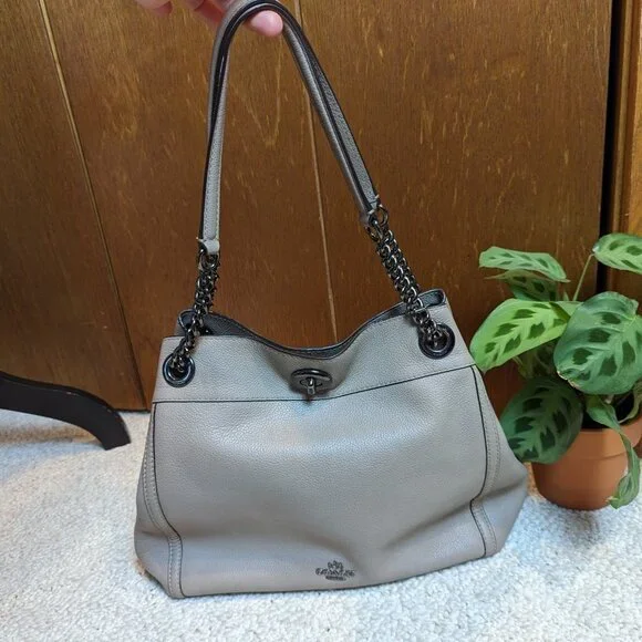 *Rare Color* Coach Stone Turn Lock Edie Shoulder Bag - Picture 4 of 13